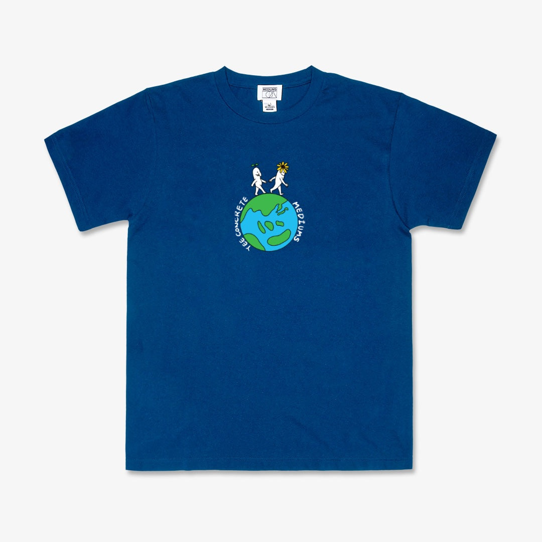 APPERAL [Mediums x Yee Concrete] Around The World Tee - Indigo Blue